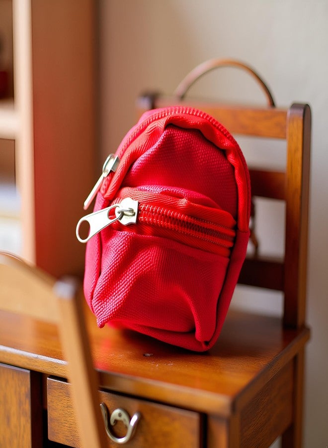 SquarezhenBo Mini Doll Zipper Backpack,Cute School Bag Model Dollhouse School Accessory for 1/6 Scale Dollhouse,Dolls Accessories Costume Ornament Photography Props,Keys Purse Dollhouse Accessories (Red) - Image 5